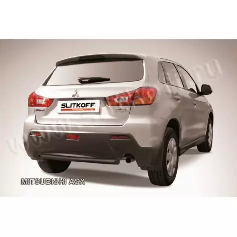 Защита заднего бампера d57 короткая черная Mitsubishi ASX (Slitkoff) MAS012B