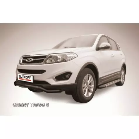 Защита переднего бампера d57 Волна" черная CHERY TIGGO 5*"