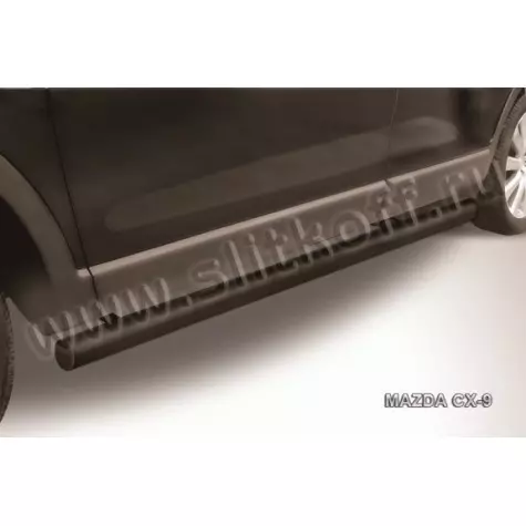 Пороги d76 труба черные Mazda CX 9...