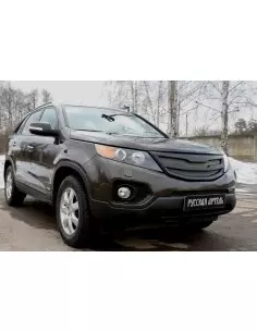 Решетка радиатора c черной сеткой (3мм)  Kia Sorento 2010-2013, глянец (под покраску)