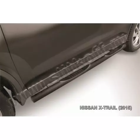 Пороги d76 с проступями черные Nissan X- Trail (2015)