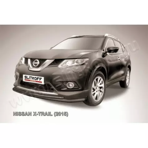 Защита переднего бампера d57+d42 двойная Nissan X- Trail (2015)