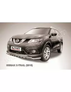 Защита переднего бампера d57+d42 двойная с декоративными элементами Nissan X- Trail (2015)