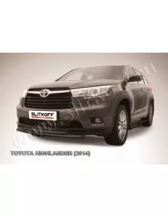 Защита переднего бампера d57+d42 двойная радиусная черная TOYOTA HIGHLANDER (2014)