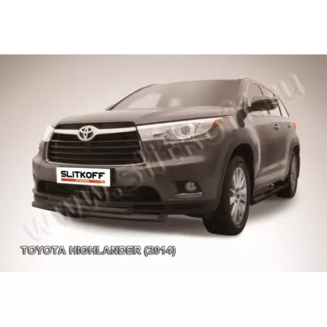 Защита переднего бампера d57+d42 двойная радиусная черная TOYOTA HIGHLANDER (2014)